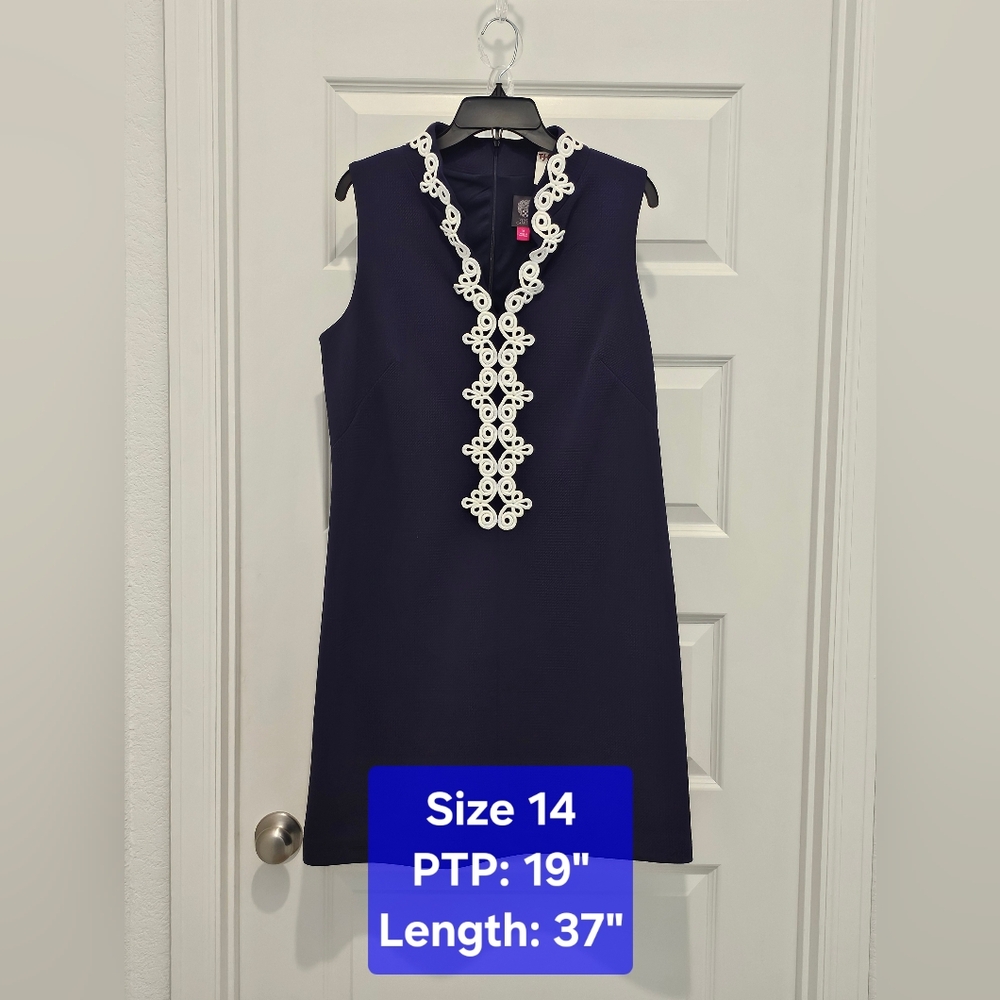 Vince Camuto Sleeveless Shift Midi Dress, NWT, Size 14